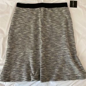 Tweed black & white midi skirt